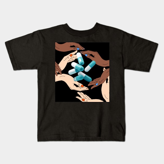 Raining pills Kids T-Shirt by OCD.Pencil